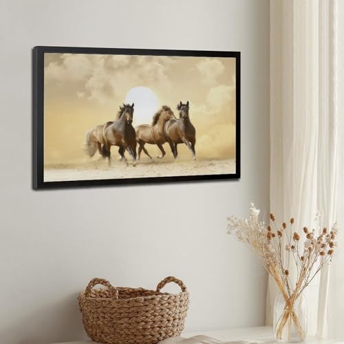 Chevaux au coucher du soleil impression sur toile 20x30 cm pour salon - 3
