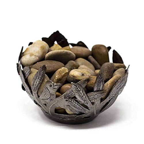 Global Crafts Recycled Steel Decorative Metal Bowl, 6 x 4 Inches, Bird (HMDBRDBL6)