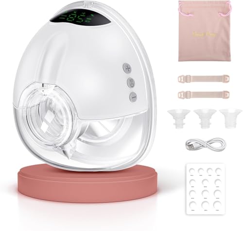 Lulia Tire Lait Electrique Main Libre, 4 Modes 9 Niveaux, 350mmHg Forte Aspiration, Fonction Mémoire, sans BPA, Confortable Téterelles 17/19/21/24MM (1 Paquets)