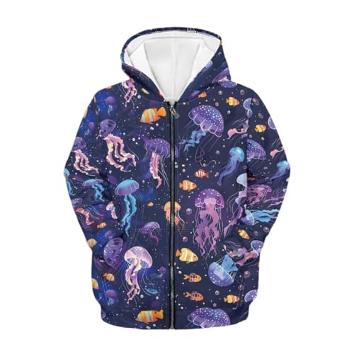 Long Sleeve Zip Up Hoodie Cute Unisex Kids 3D Graphic Hoodies with Pockets 6-16 Years