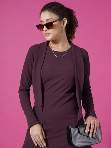 Image of Selvia Western Lycra Plain Two Piece Shrug with Bodycon