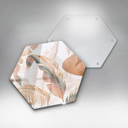 Plaque induction protection 40cm Wallfluent - Cache plaque de cuisson octogonal plumes boho