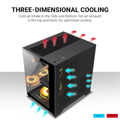 Image of Ant Esports Crystal Z2 Mid-Tower Computer Case /Gaming Cabinet - Black | Support Micro-ATX, Mini-ITX | Pre-Installed 3 ARGB Infinity Mirror Fans