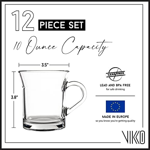 Amazon.com: Vikko Glass Coffee Mugs, Thick and Durable 10 Ounce Coffe Cup,  Microwave and Dishwasher Safe, Set of 12 Clear Glass Mugs : Home & Kitchen