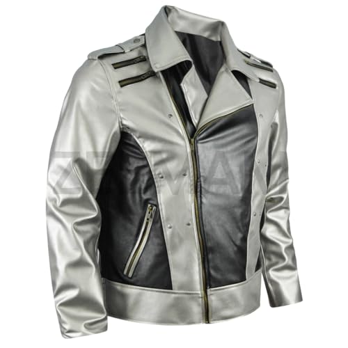 ZEEMAM X-men 4 Quicksilver Peter Maximoff Silver and Black Faux Leather Jacket2