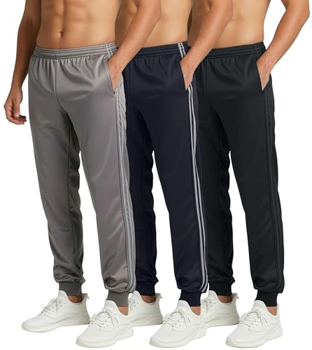 Image of Real Essentials 3 Pack: Men's Active Athletic Casual Jogger Sweatpants with Pockets