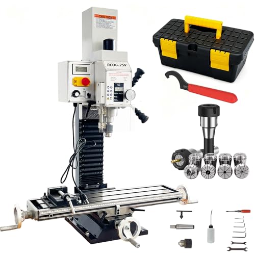 INTBUYING Benchtop Mini Milling Drilling Machine R8 Mill Drill Machine Precision Powerful Drill Mill Machine Micro Feed 50-2250rpm 1100W Metalworking Milling Machine for Professionals&Hobbyists 110V
