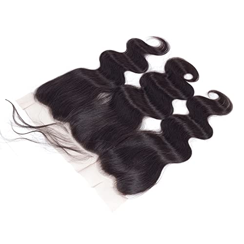 Brazilian Virgin Body Wave Human Hair 13X4 Lace Frontal 16Inch 100% Unprocessed Virgin Body Wave human hair Transparent Ear to Ear Lace Front Natural Black Color - Image 2
