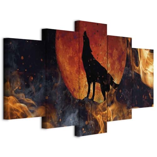 murando - Quadro Acustico Lupo 5 pezzi schiuma acustica Quadri Moderni Grandi - Camera da Letto Matrimoniale - Stampa su Tela - Pannelli Fonoassorbenti Decorativi - Fonoassorbente