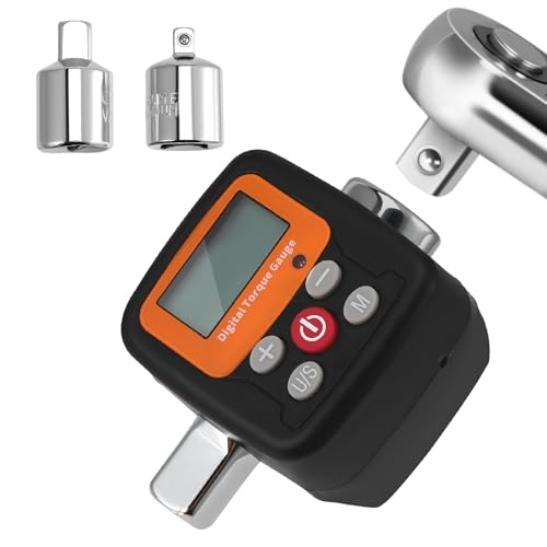 HuuppHip Digitaler Drehmomentadapter, 1/2 Zoll 6-200 Nm Digital Drehmomentschlüssel Set mit 3/8' und 1/4' Steckschlüssel Digitaler Drehmoment Adapter mit 2 Modi Akustischem und Visuellem Alarm