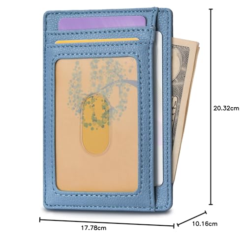Buffway Mens Slim Wallet, Minimalist Thin Front Pocket Leather Credit Card Holder with RFID Blocking for Work Travel
