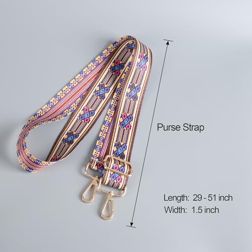 Image of chushui Colorful Pattern Purse Strap, Wide Crossbody Bag Strap Replacement | Change the look of your bag with a simple strap swap.