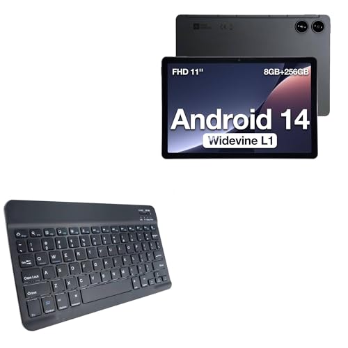 BoxWave Keyboard Compatible with AGM PAD P2 Android 14 Tablet (11 in) - SlimKeys Bluetooth Keyboard, Portable Thin with Chiclet-Style Keys - Jet Black