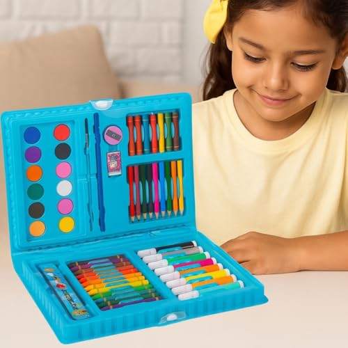 Toy Imagine Color Set for Kids Drawing Doodle Sketch Crayon Painting Water Paint Art Colour Kit Toys Birthday Return Christmas Gift Boys Girls Age : 3 5 Years Old Stationery(Color Set 68), Blue