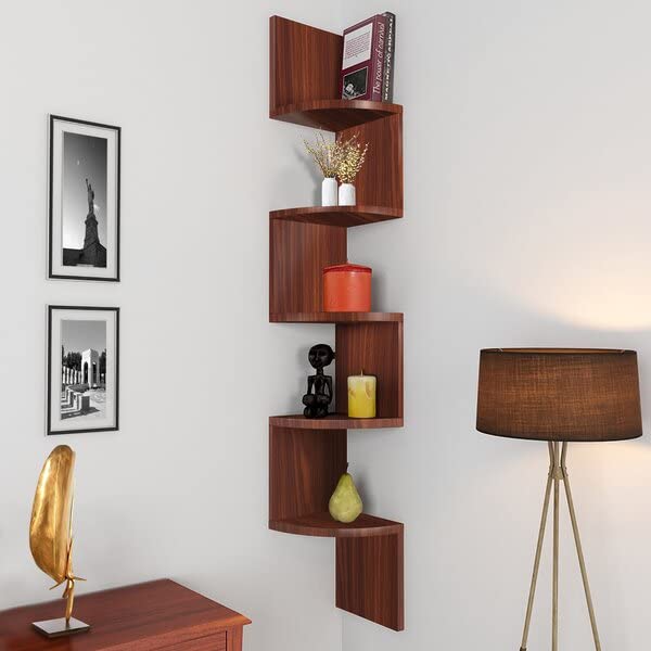 Wooden Zigzag Wall Shelf Wooden Wall Corner Shelves (Number of Shelves