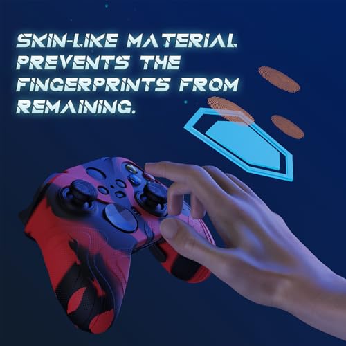 Image of PlayVital Mountain Range Edition Silicone Cover for Xbox Elite Wireless Controller Series 2, Red & Black Anti-Slip Controller Skin for Xbox Elite Series 2 Core with Thumb Grips