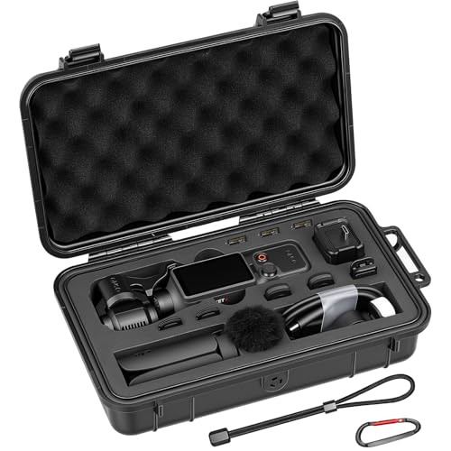 AMAZEAR Wasserdichter Koffer für DJI Osmo Pocket 4 Zubehör und Kamera Schutzhülle im Hartschalen-Design Mit Handschlaufe und Karabiner Speziell für das Osmo Pocket4 Kreativ Combo Kit entwickelt