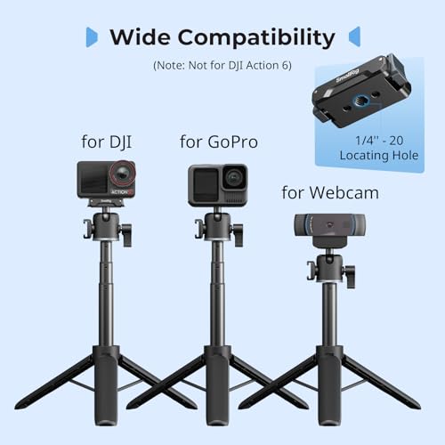 Image of SmallRig Action Camera Selfie Stick Tripod, 7.8-21.6in Extendable, 360 Ball Head, Cold Shoe Mount, Quick Release Adapter for DJI Action 5 Pro /4, 1 /4-20 inch Screw for Hero 13 /12 /11, Webcam - 5435