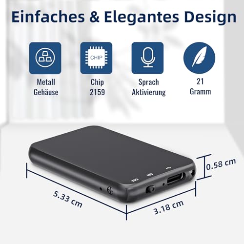 Vandlion 128GB Diktiergerät, Aufnahmegerät Metallgehäuse für Meetings Klassen