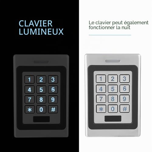Clavier numérique Portail digicode Filaire, Système étanche de contrôle d'accès Porte sécurité Contrôleur en métal RFID ID& IC contrôleur Carte d'IP67 à la avec rétroéclairé intégré
