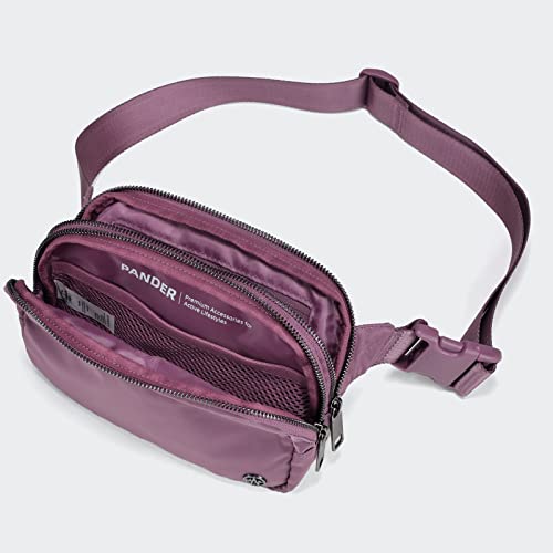 Image of Pander Everywhere Belt Bag for Women, 5 Zipper Pockets Nylon Crossbody Fanny Pack Purse (Purple Lavender)