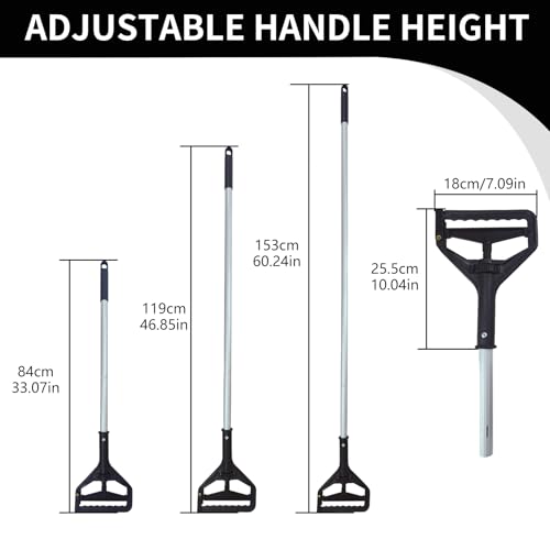 Image of 60 Inch Industrial Mop Handle 2 Pack, Heavy Duty Commercial Mop Stick, Aluminum Alloy Anti-Slip Replacement Mop Handle, Easy to Assemble Black Mop Pole for Home Commercial Industrial Cleaning (black)