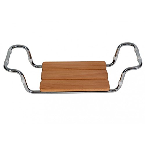 TERMIGEA Sedile in Legno per Vasca da Bagno, Marrone, Metallo, 37,5x280 cm, 49-70 cm, 100 kg