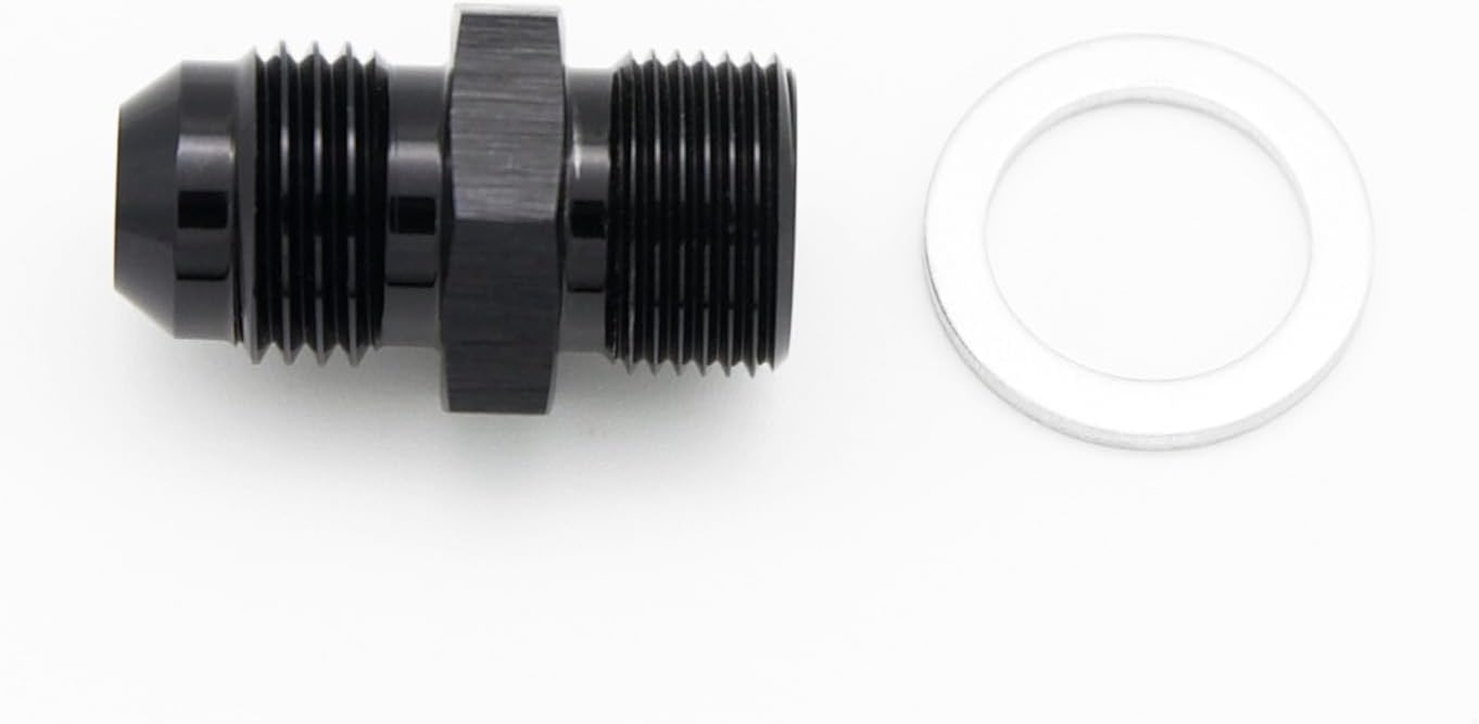 Aluminum 6AN Male Flare to 9/16-24 Male Carb Carburetor Fuel Inlet Fitting Adapter Black