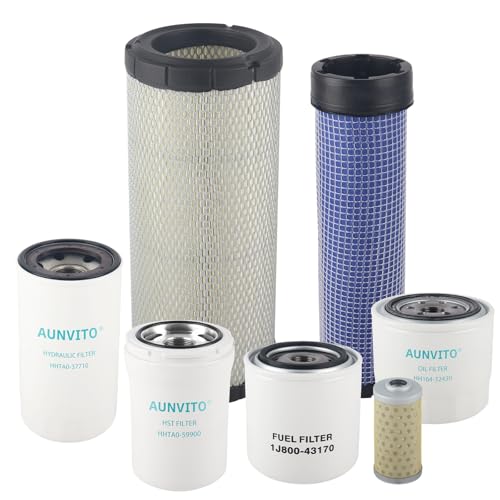 Image of AUNVITO TC630-93230 TC630-93220 HH164-32430 1G311-43380 1J800-43170 HHTA0-59900 HHTA0-37710 Filter Kit Compatible For Kubota Tractor L4701 HST Replacement