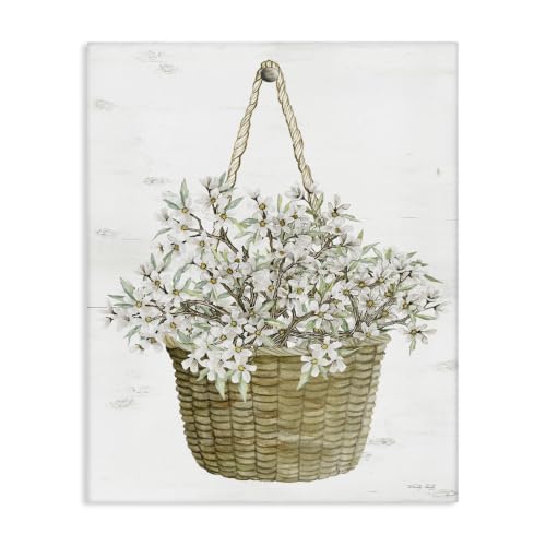 White Flower Basket Cottage, 24 x 30 Inch Canvas Wall Art