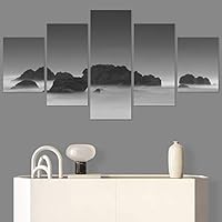 SIGNWIN 5 Panel Canvas Wall Art Foggy Scenery for Home Decorations Ready to Hang - 60