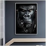 King Kong Gorilla Animal Toile Peinture Tableau Murale Art Poster Et Gravures Maison Salon Décoration 45x65cm x1 sans Cadre