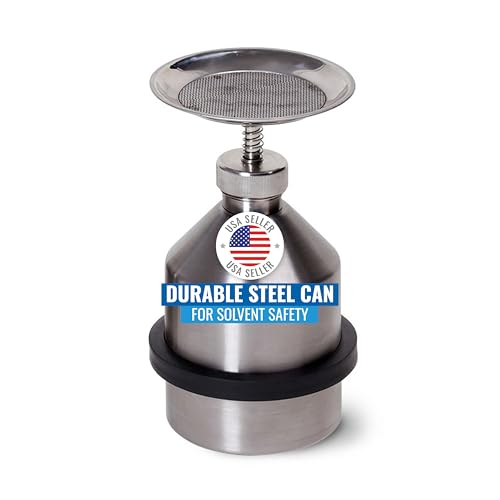 DENIOS® 0.26 gal Stainless Steel Plunger Can - Safety Plunger Dispenser for Solvents - Ideal for Safe, Controlled Dispensing - Durable & Corrosion-Resistant in Industrial Settings