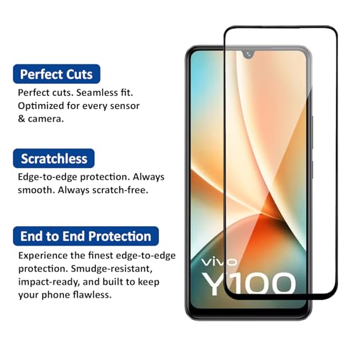 Image of AIBEX Tempered Glass for Vivo Y100 / Vivo T2 5G / Samsung A33 5G| 9H Hardness | Anti-Glare & Anti-Fingerprint | Water Resistant | Edge-to-Edge Full Screen Protector | Bubble-Free Installation