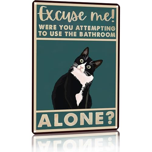Funny Bathroom Wall Art, Cat Wall Decor Metal Tin Sign, Cats Walls Art Print Humorous Cat Bathrooms Decor Poster for Toilet-Were You Attempting To Use The Bathroom Alone - Cosy Home Interiors Funny Bathroom Wall Art, Cat Wall Decor Metal Tin Sign, Cats Walls Art Print Humorous Cat Bathrooms Decor Poster for Toilet-Were You Attempting To Use The Bathroom Alone