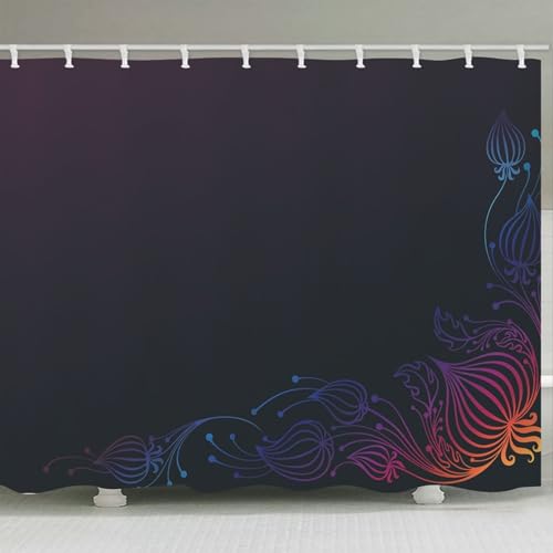 Rideau de douche lavable imperméable violet avec anneaux inclus - 3