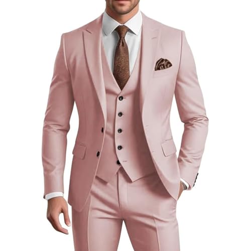 Mi Bo Tong Mens Suit Sets 3 Piece Formal Slim Fit Wedding Tuxedo for Men Two Button Blazer Vest Pants Business Suit 6