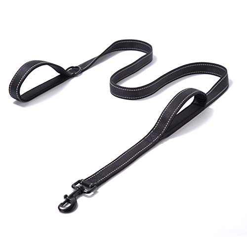 KAUKKO Reflektierende Hundeleine mit Zwei Griffen 1.5m mit Doppel Handschlaufe für für Kleine, Mittlere, Große Und Extra Schwere Hunde Cover