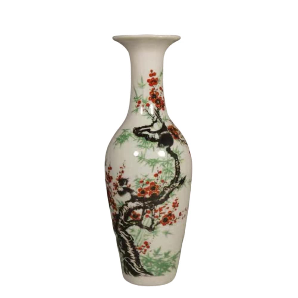 asdchZen Vintage Ceramic Ginger Jar, Chinese Tradition Storage Jar Decorative Porcelain Jars Temple Jar, Flower Vases Decor For Living Room Bedroom Shelf -26.5 * 10 Cm