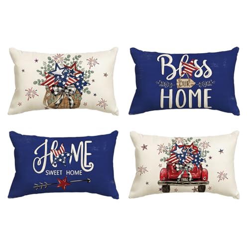 Housse de coussin bleue pour rénover un canapé usé sans changer de canapé