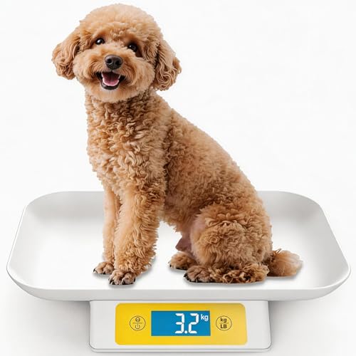 ペット 体重計 子犬猫用 15Kg容量 | 1g の精度 小型犬/猫/ウサギ 小型動物用 体重管理/成長記録(白)