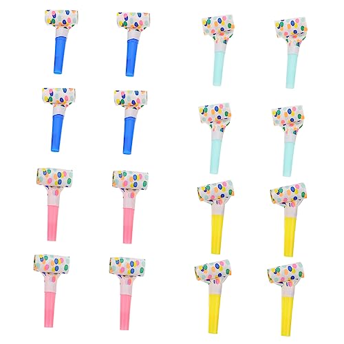 HONMEET 16Pcs Cheering Whistles Party Blowouts Noisemakers for Adults Safe Material for Birthdays Sports Events Halloween Celebrations