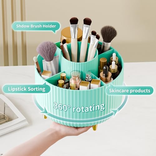Image of fanado 360 Rotate Makeup Brush Holder Organizer, Makeup Organizers Countertop, Makeup organization and Skincare Storage for Vanity, Desktop, Bathroom (Mint Green)