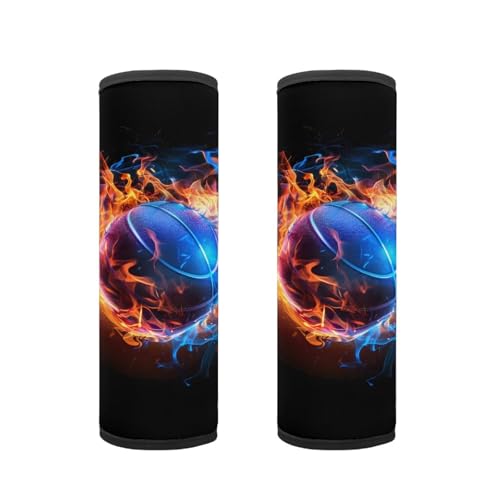 Biyejit Fire Basketball Baby Car Seat Strap Covers Shoulder Pads for Boys Kid, Super Soft Infant Carseat Belt Covers for All Car Seat Stroller