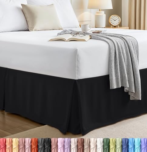 Utopia Bedding Full Bed Skirt - Soft Quadruple Pleated Ruffle - Easy Fit with 16 Inch Tailored Drop - Hotel Quality, Shrinkage and Fade Resistant (Full, Black)