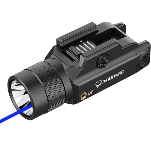 DARKFANG Tactical Flashlight and Blue Laser Light Combo 1500 Lumen for Shotgun/Pistol Light with Momentary/Strobe Function for 1913 Picatinny Rail