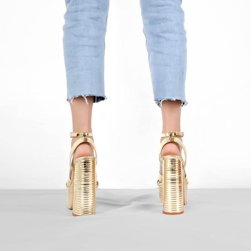 Onlymaker Platform Heels for Women Ankle Strap Chunky High Heel Sandals - Image 3