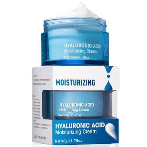 Hyaluronic Acid Moisturizing Cream For Dry Skin, Hyaluronic Acid Gel Moisturizer For Face, Hydrating Face Cream With Long Lasting Hydration, Facial Moisturizer for Women/Men, Lightweight Formula