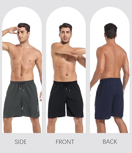 1/5 Pack Mens Athletic Gym Workout Shorts with Zipper Pockets Quick Dry Basketball Running Lightweight Shorts4