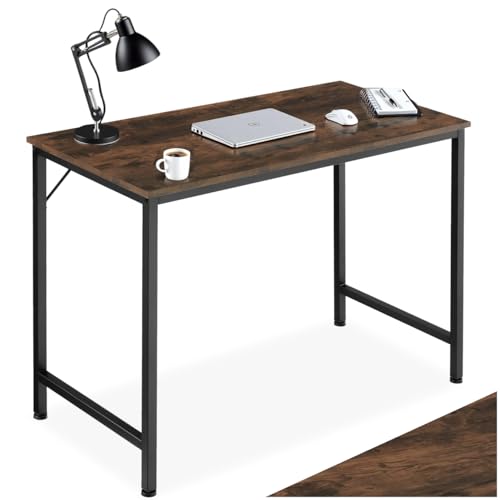 tectake® Mesa Escritorio de Madera con Estructura Resistente, Mesa de Ordenador para Oficina, Diseño Industrial, Mesa de Escritorio Moderna - 50 x 100 x 75,5 cm Madera Industrial Oscura, Rústica